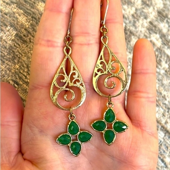 Green Statement Earrings - Picture 1 of 3